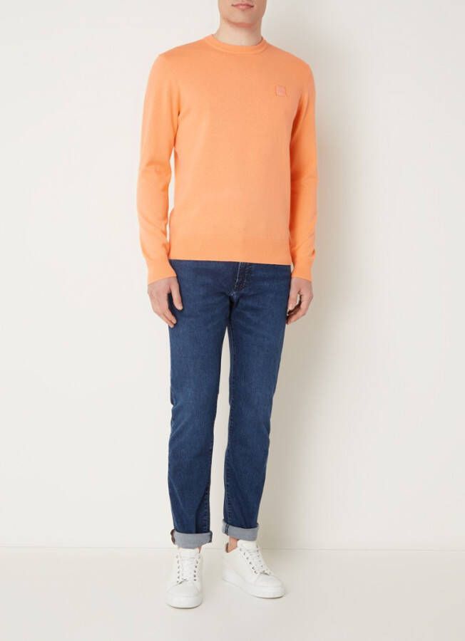 Hugo Boss Kanovano fijngebreide pullover in kasjmierblend met logo