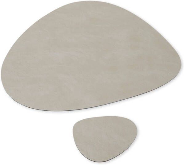 LIND DNA Giftset Curve L placemat en onderzetter van gerecycled leer set van 8