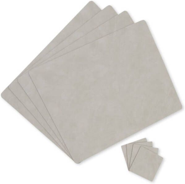 LIND DNA Nupo Square Placemats 4 st. + Onderzetters 4 st. Light Grey