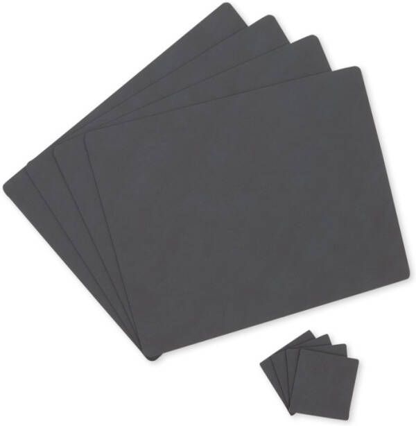 LIND DNA Nupo Square Placemats 4 st. + Onderzetters 4 st. Black