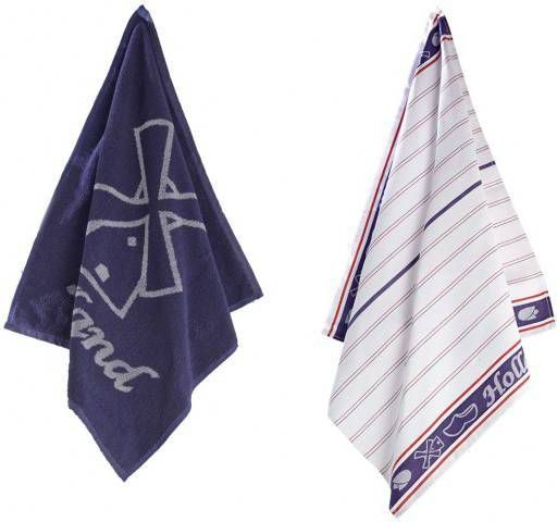 De Witte Lietaer Holland thee- en keukendoek 65 x 65 cm set van 2