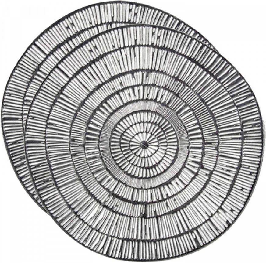 Arte r Set Van 2x Stuks Ronde Placemats Metallic Zilver Look Diameter 38 Cm Placemats