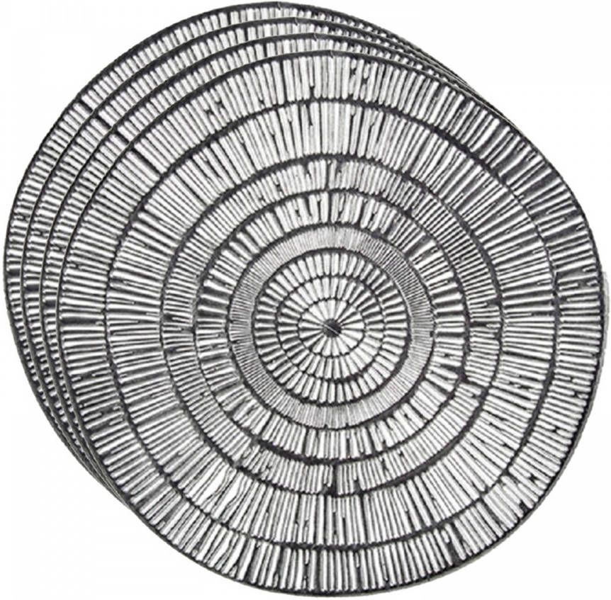 Arte r Set Van 4x Stuks Ronde Placemats Metallic Zilver Look Diameter 38 Cm Placemats