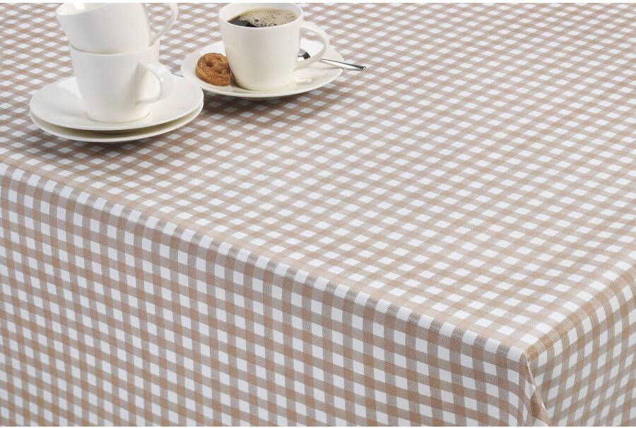 Bellatio Design Tafelzeil/tafelkleed Boeren Ruit Beige/wit 140 X 300 Cm Tafelzeilen