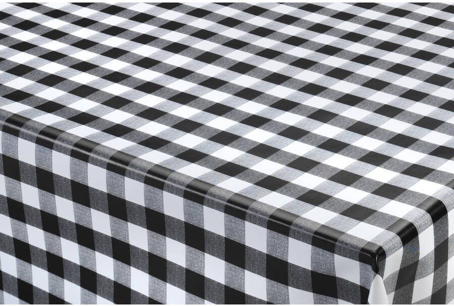 Bellatio Design Tafelzeil/tafelkleed Boeren Ruit Zwart/wit 140 X 250 Cm Tafelzeilen