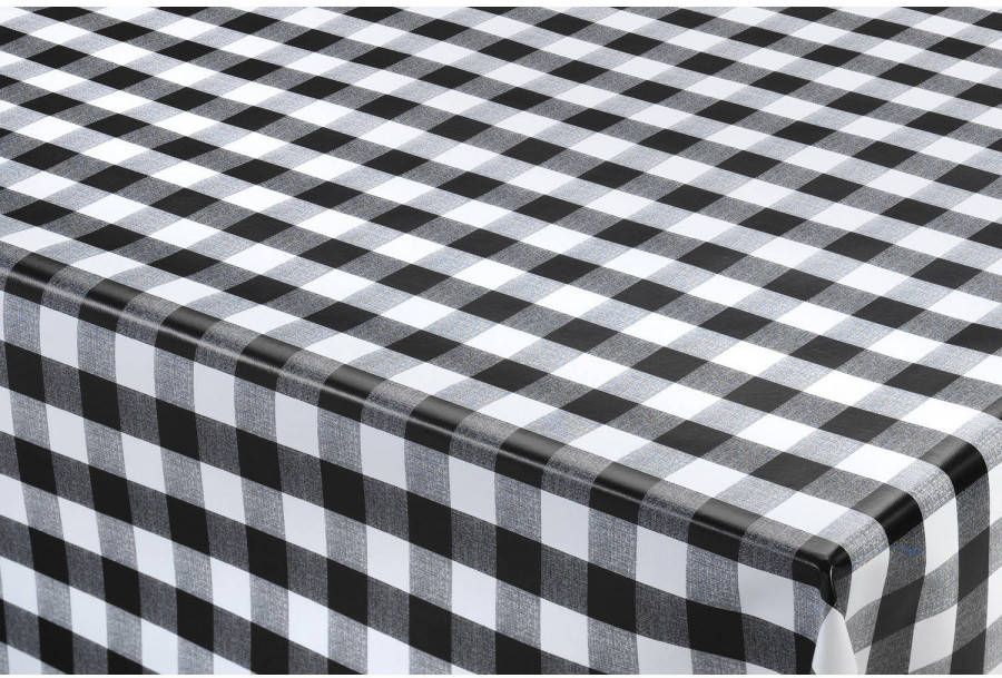 Bellatio Design Tafelzeil/tafelkleed Boeren Ruit Zwart/wit 140 X 300 Cm Tafelzeilen