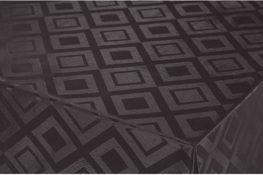 Bellatio Design Tafelzeil/tafelkleed Damast Zwarte Ruiten Print 140 X 220 Cm Tafelzeilen