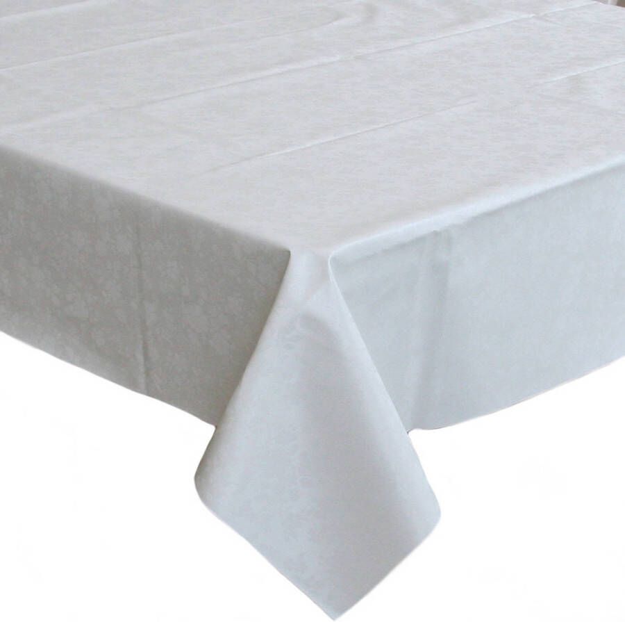 Bellatio Design Tafelzeil/tafelkleed Wit Met Bloemen Motief 140 X 300 Cm Tafelzeilen