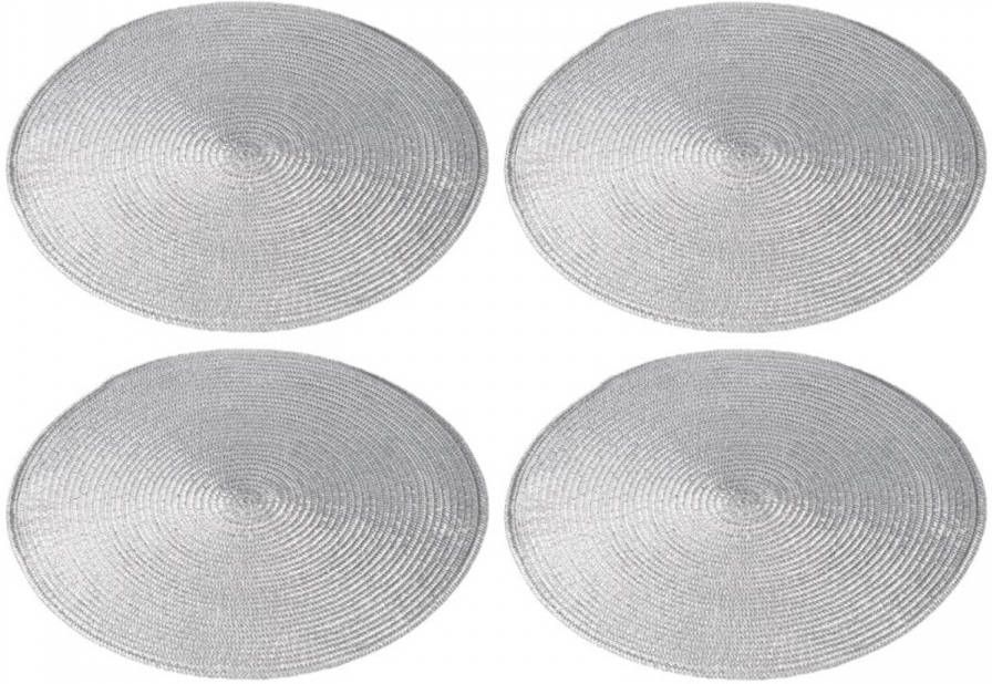 Cepewa 4x Stuks Ronde Placemats Zilver Polypropeen 38 Cm Placemats
