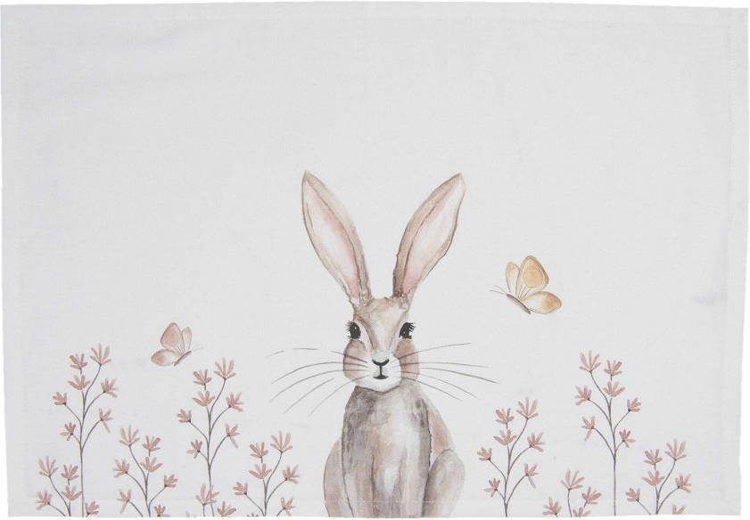 Clayre & Eef Placemats Set van 6 48x33 cm Wit Bruin Katoen Rechthoek