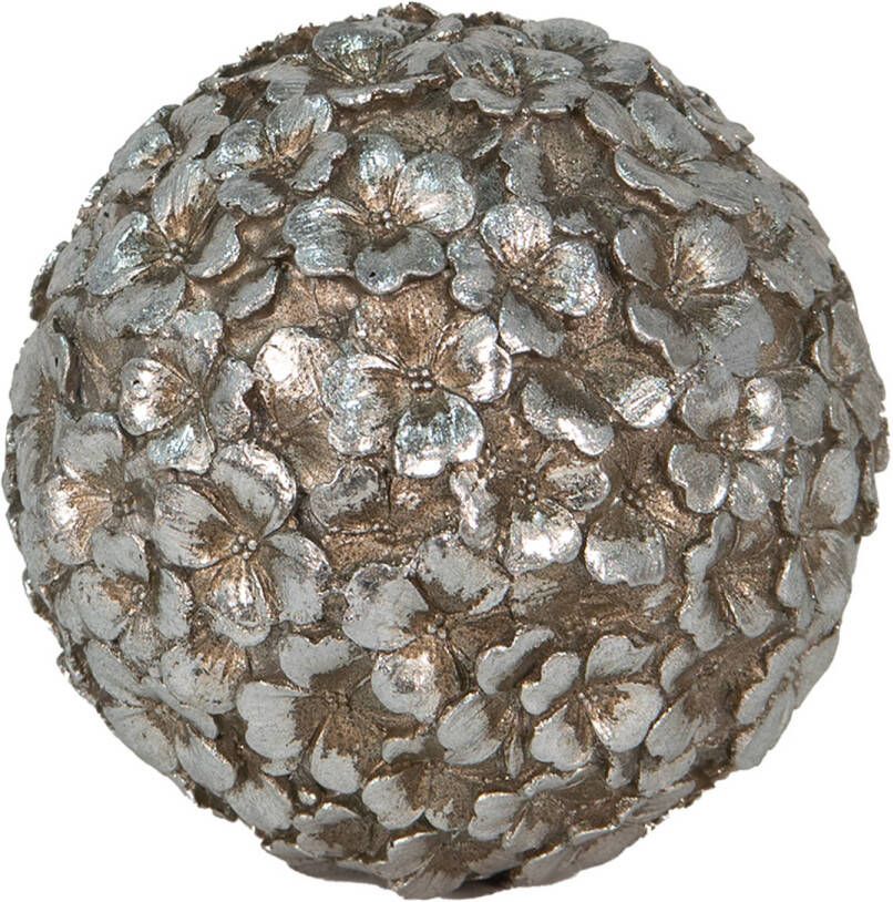 Clayre & Eef Decoratie Ø 10 Cm Zilverkleurig Kunststof Rond Bladeren Zilverkleurig