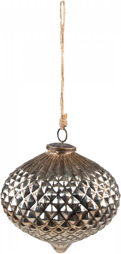 Clayre & Eef Kerstbal Ø 15 Cm Zilverkleurig Glas Kerstdecoratie Kerstversiering Kerstboomversiering Zilverkleurig