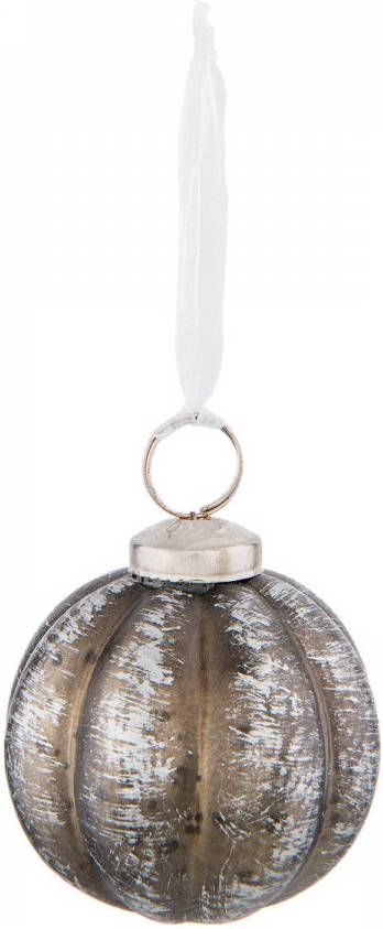 Clayre & Eef Kerstbal Ø 7 Cm Zilverkleurig Glas Rond Kerstboomversiering Kerstversiering Kerstdecoratie Zilverkleurig