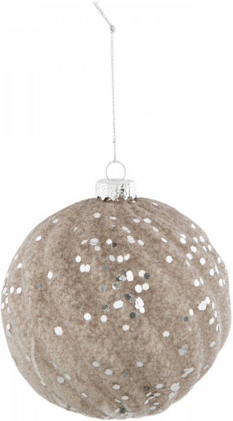 Clayre & Eef Kerstbal Ø 9 Cm Zilverkleurig Glas Rond Kerstboomversiering Kerstversiering Kerstdecoratie Zilverkleurig