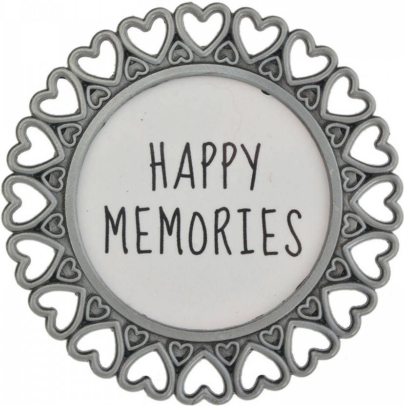 Clayre & Eef Melady Fotolijst Ø 6 Cm Zilverkleurig Metaal Hartjes Wissellijst Foto Frame Pasfoto Zilverkleurig Wissellijst Foto