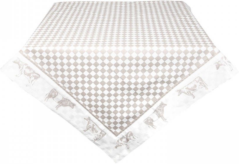 Vierkant Damast Tafelkleed 160x160cm Rio Taupe De Witte Lietaer | bol