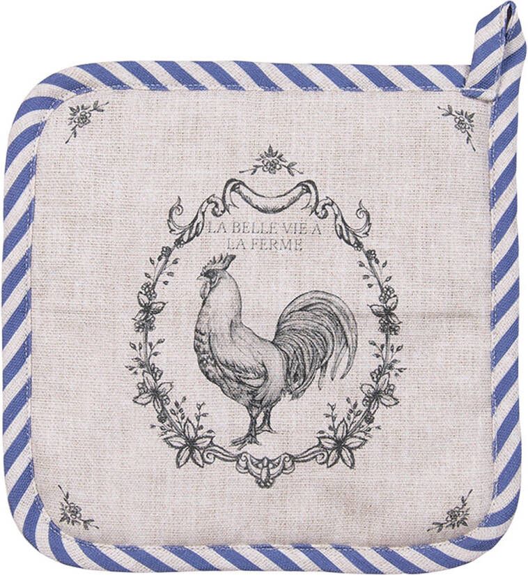 Clayre & Eef Pannenlap 20x20 Cm Beige Katoen Haan Afgiet Pannenlap Afgiethulp Beige Afgiet Pannenlap Afgiethulp