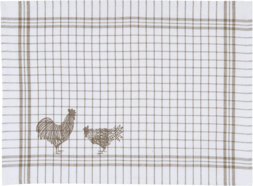 Clayre & Eef Placemat 6 Stuks 48x33 Spl Wit, Beige Katoen