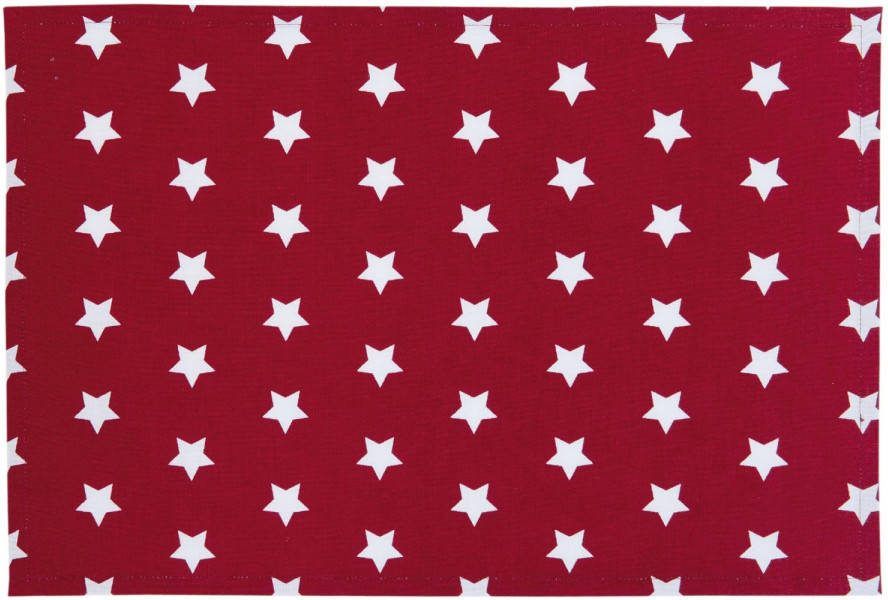 Clayre & Eef Placemat 6 Stuks 48x33 Spl Wit, Rood Katoen