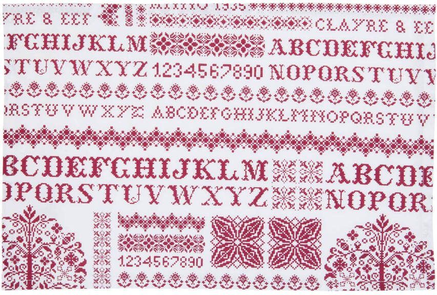 Clayre & Eef Placemat 6 Stuks 48x33 Spl Wit, Rood Katoen