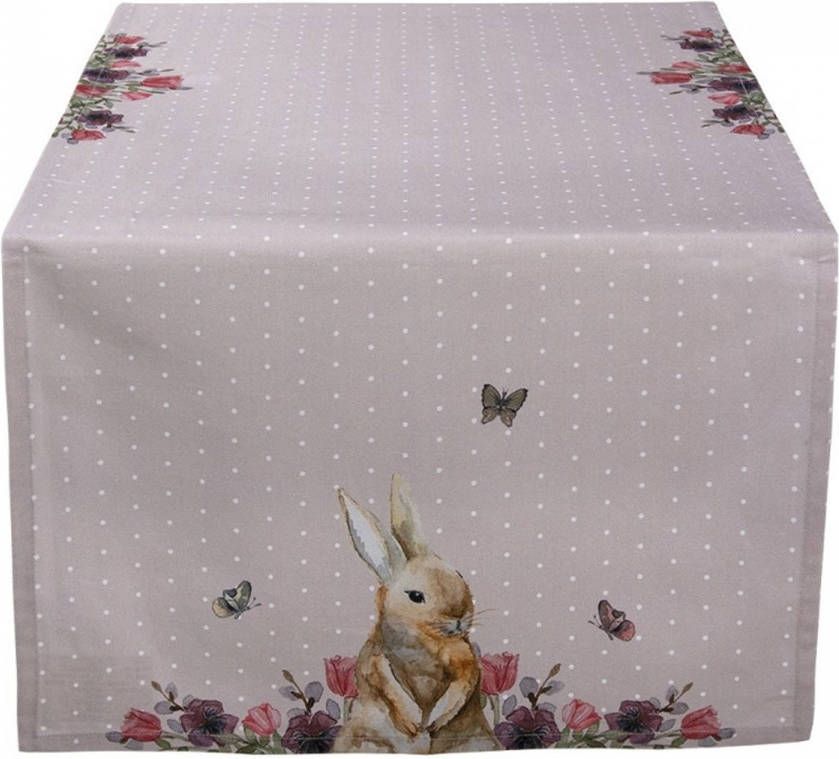 Clayre & Eef Roze Tafelloper 50*140 Cm Van 100% Katoen