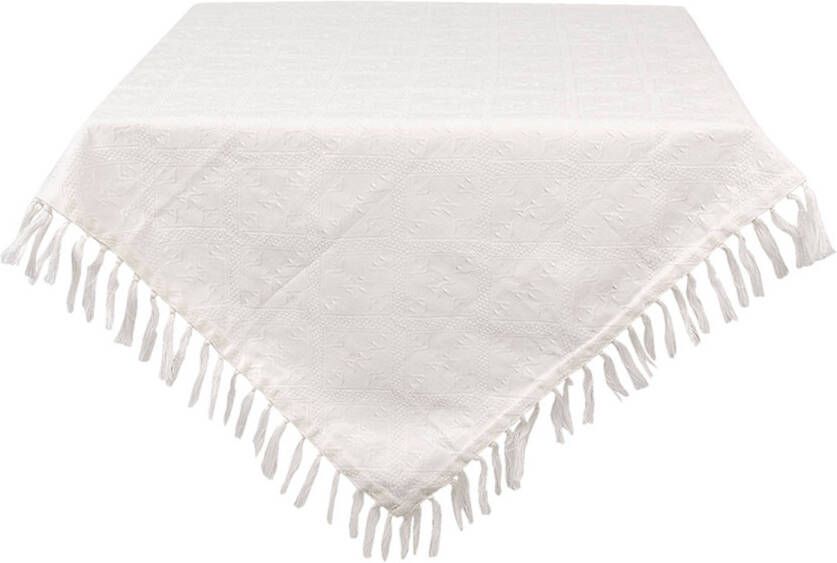 Clayre & Eef Tafelkleed 130*180 Cm Creme Katoen Rechthoek Unie