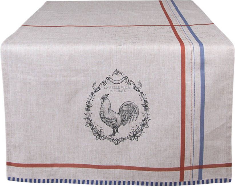 Clayre & Eef Tafelloper 50x140 Cm Beige Katoen Rechthoek Tafelkleed Loper Tafeltextiel Beige Tafelkleed Loper