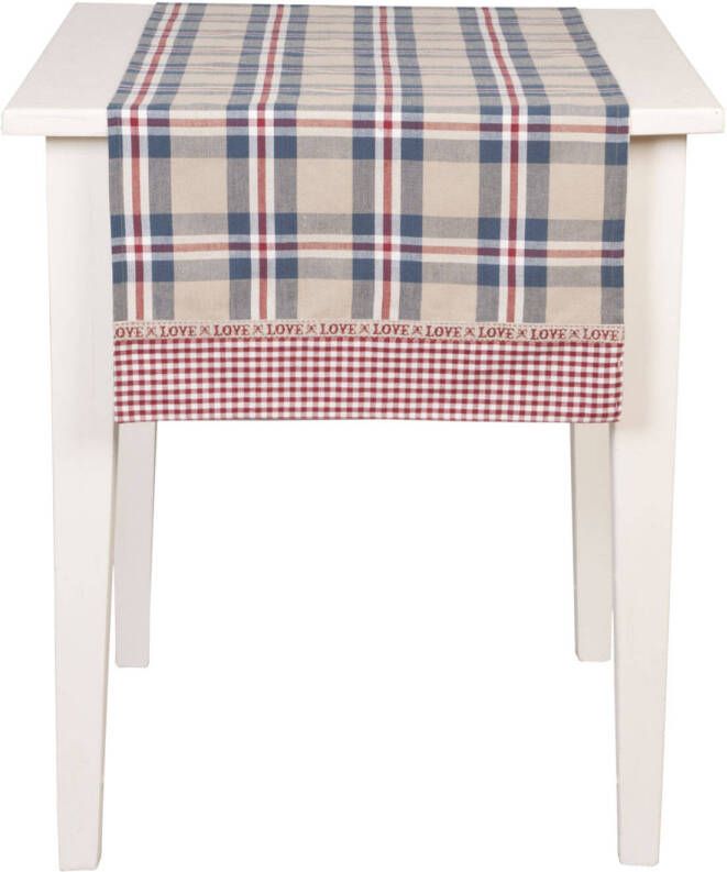 Clayre & Eef Tafelloper 50x140 Rood, Blauw Katoen, 100% Katoen