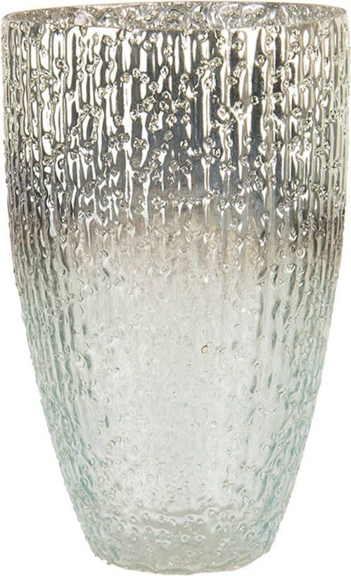 Clayre & Eef Theelichthouder Ø 12x20 Cm Turquoise Glas Rond Waxinelichthouder Windlichthouder Turquoise