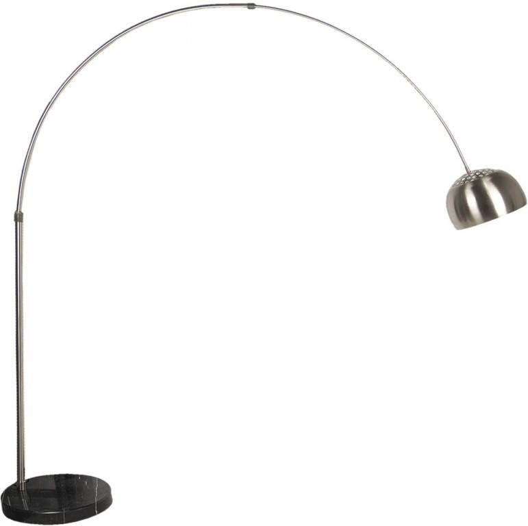 Clayre & Eef Vloerlamp 220*ø 45*220 Cm Zilverkleurig Stainless Steel Rond Staande Lamp Staanlamp Zilverkleurig Staande