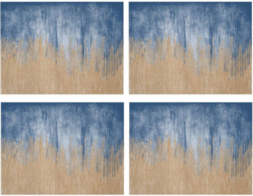 Contento 4x Stuks Luxe Stijlvolle Placemats Van Vinyl 40 X 30 Cm Blauw/geel Placemats
