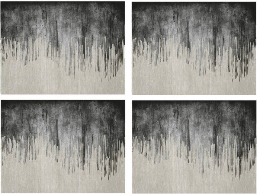 Contento 4x Stuks Luxe Stijlvolle Placemats Van Vinyl 40 X 30 Cm Grijs/wit Placemats