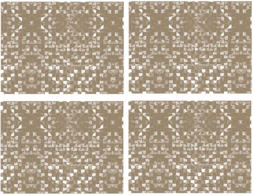 Contento 4x Stuks Retro Stijl Placemats Van Vinyl 40 X 30 Cm Beige Placemats