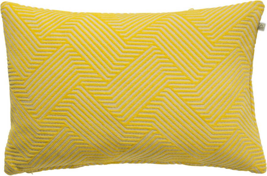 Dutch Decor Felix Sierkussen 40x60 Cm Geel Lemon Beige Grafisch Dessin Streepjes