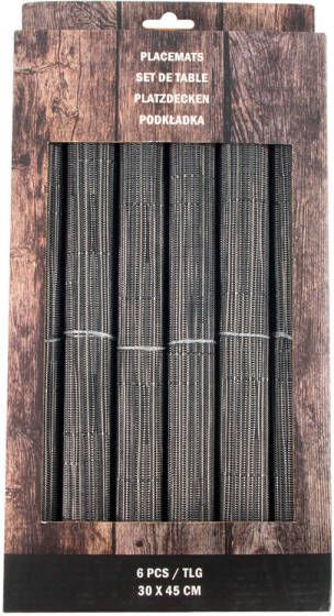 Easyline Placemat Zwart 30 X 45 Cm 6 Stuks