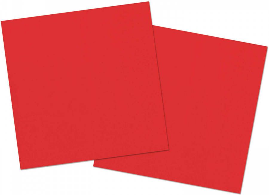 Folat 40x Stuks Servetten Van Papier Rood 33 X 33 Cm Feestservetten