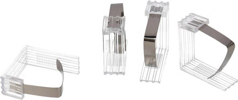 Gerim Set Van 8x Stuks Tafelkleed Klemmen Transparant/rvs Tafelkleedklemmen