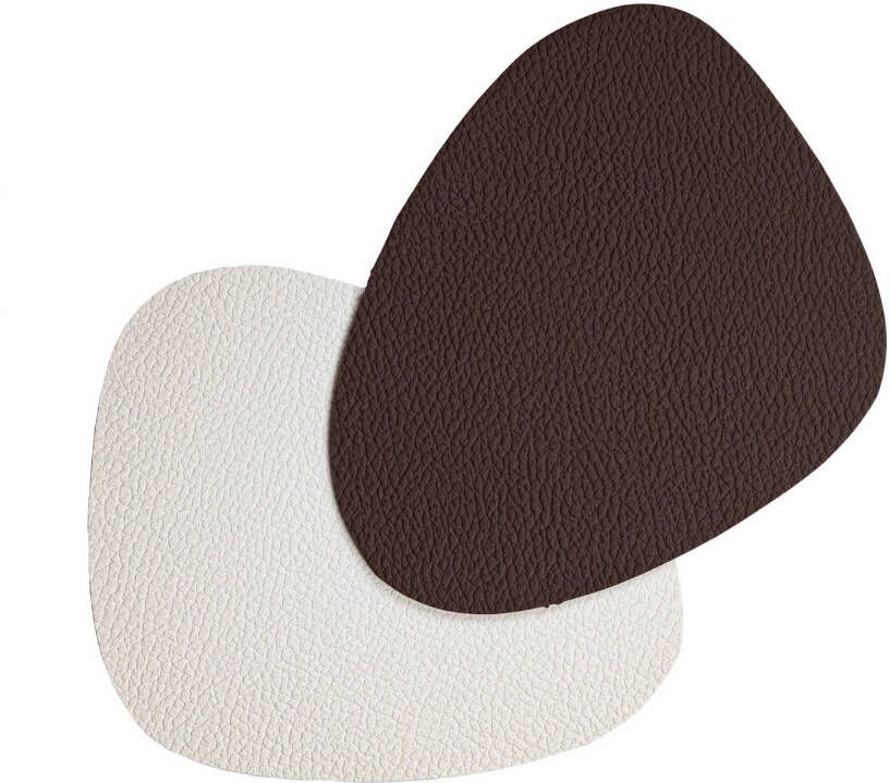 Jay Hill Onderzetters Vegan Leer Bruin/Wit Organic 13 X 11 Cm 6 Stuks