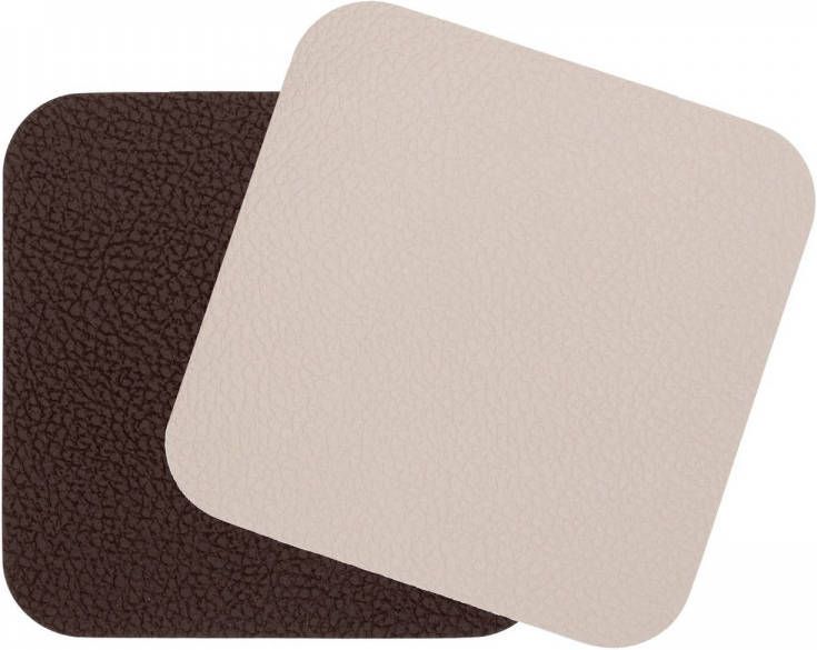 Jay Hill Onderzetters Vegan Leer Bruin/Zand Dubbelzijdig 10 X 10 Cm 6 Stuks