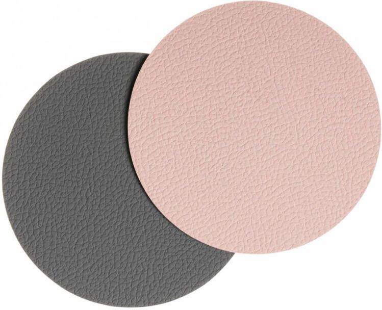 Jay Hill Onderzetters Vegan Leer Grijs/Roze Dubbelzijdig ø 10 Cm 6 Stuks