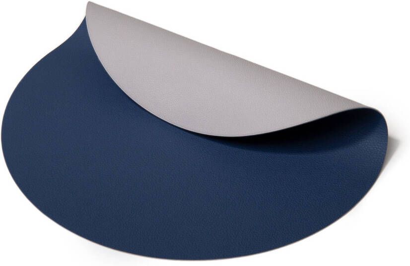 Jay Hill Placemats Vegan Leer Grijs/Blauw Dubbelzijdig ø 38 Cm 6 Stuks