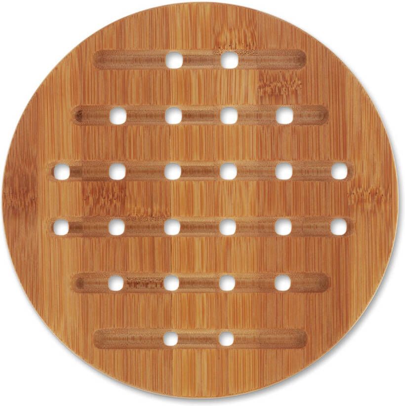 Kela Onderzetter Kian Rond 20 X 20 Cm Bamboe Bruin