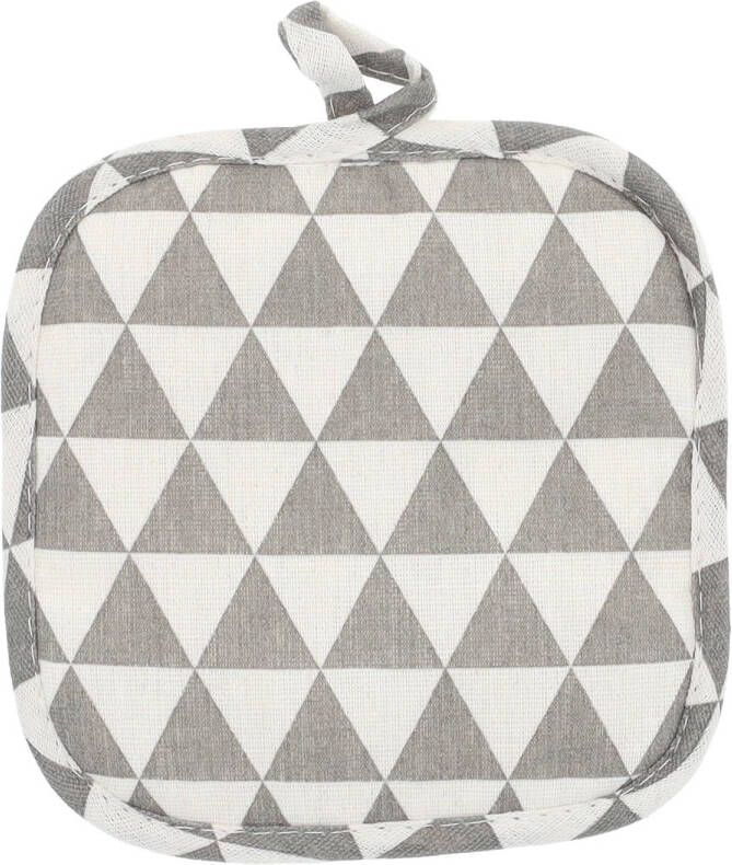 Krumble Pannenlap Driehoek Patroon Katoen Grijs Met Wit