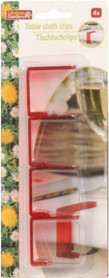 Lifetime Garden Tafelkleed Klemmen Rood 4 Stuks Tafelkleedklemmen