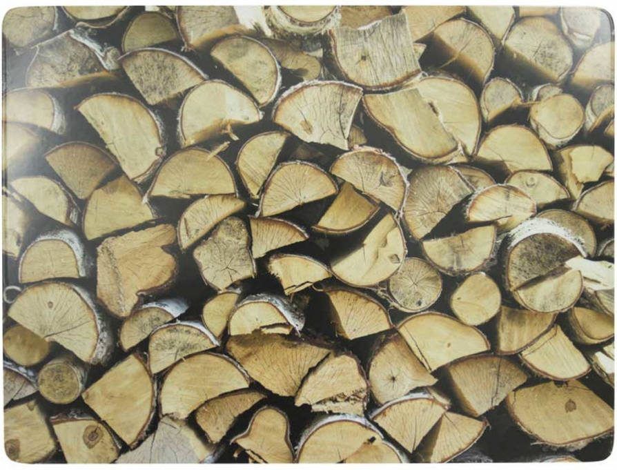 Mars & More Rechthoekige Placemat Openhaard Hout Print Kurk 30 X 40 Cm Placemats