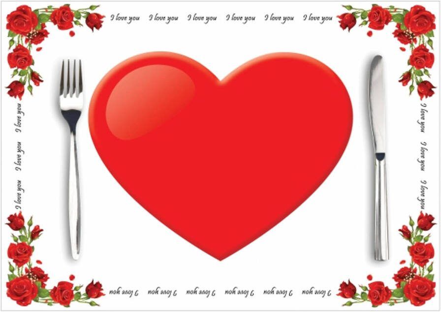 Merkloos 10x Stuks Hartjes Placemats I Love You 42 X 30 Cm Placemats