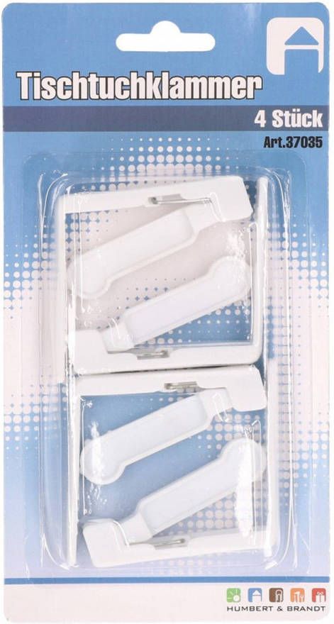 Merkloos 12x Tafelkleed Klemmen Wit 3 X 5 Cm Kunststof Tafelkleedklemmen