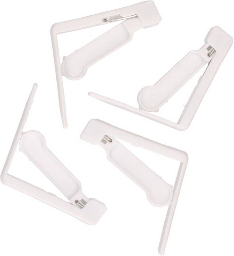 Merkloos 16x Tafelkleed Klemmen Wit 5 X 5 Cm Kunststof Tafelkleedklemmen
