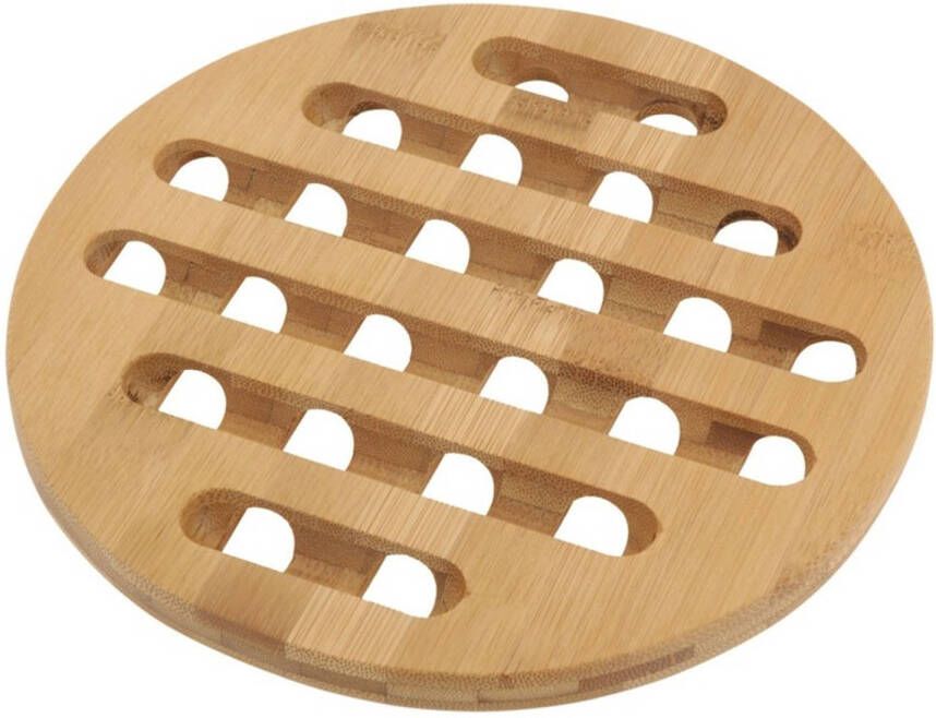 Merkloos 1x Ronde Pannen Onderzetter Bamboe 20 Cm Panonderzetters