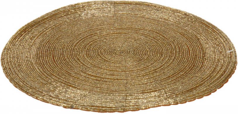 Spldsun 4 stuks Ronde Placemats, Warmte-isolatie Placemat, Ronde Gebroken Bladeren Holle PVC Placemat, voor Isolatie van Dinerborden, Tafeldecoraties (Gouden